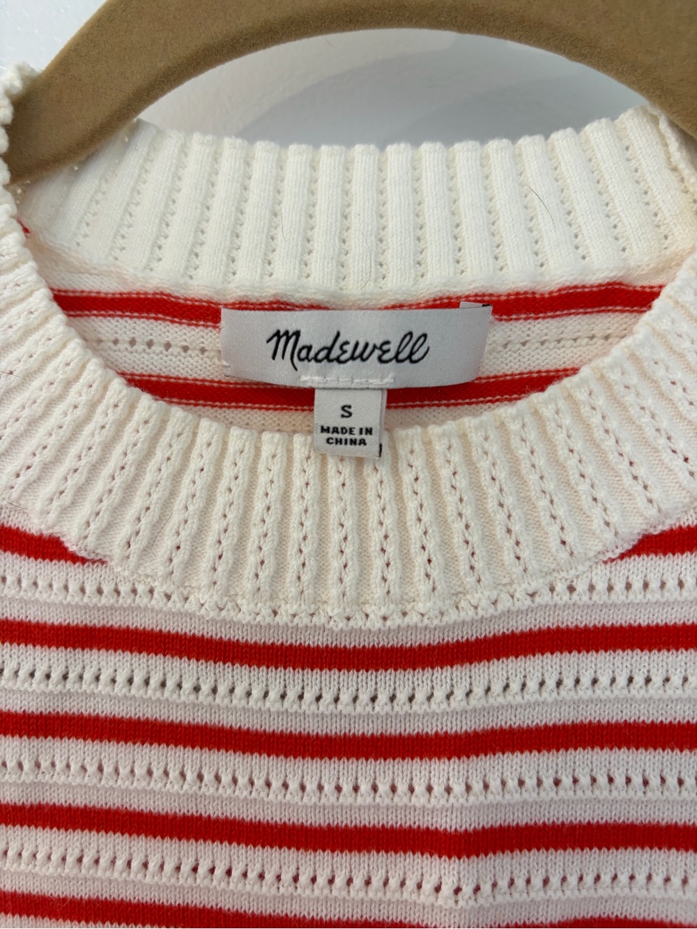 Madewell Red & White Striped Crewneck Sweater - Picture 3 of 5